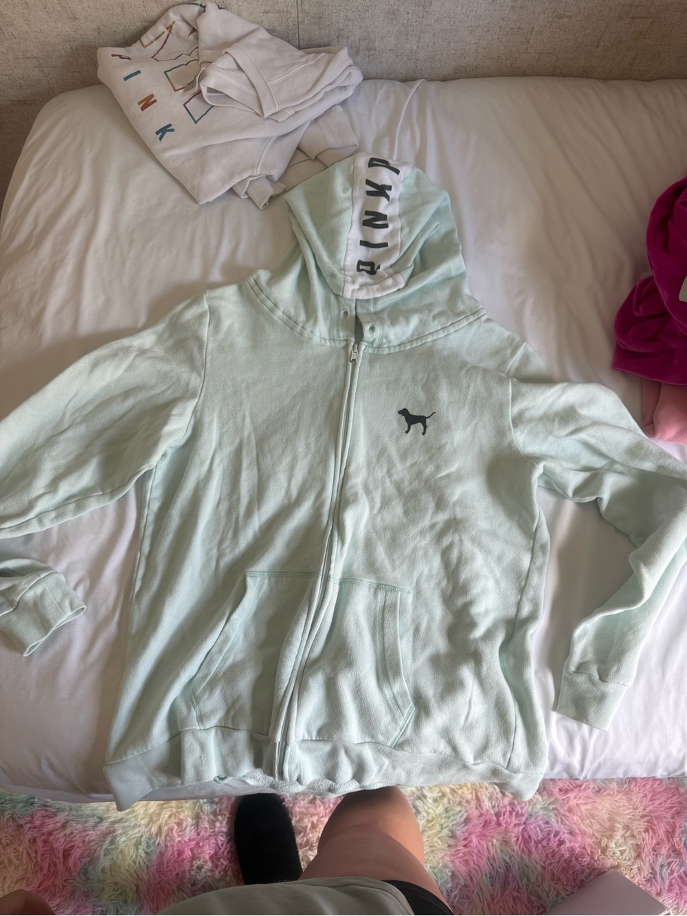 PINK Victoria's Secret Mint Green Zip-Up Hoodie for Kids